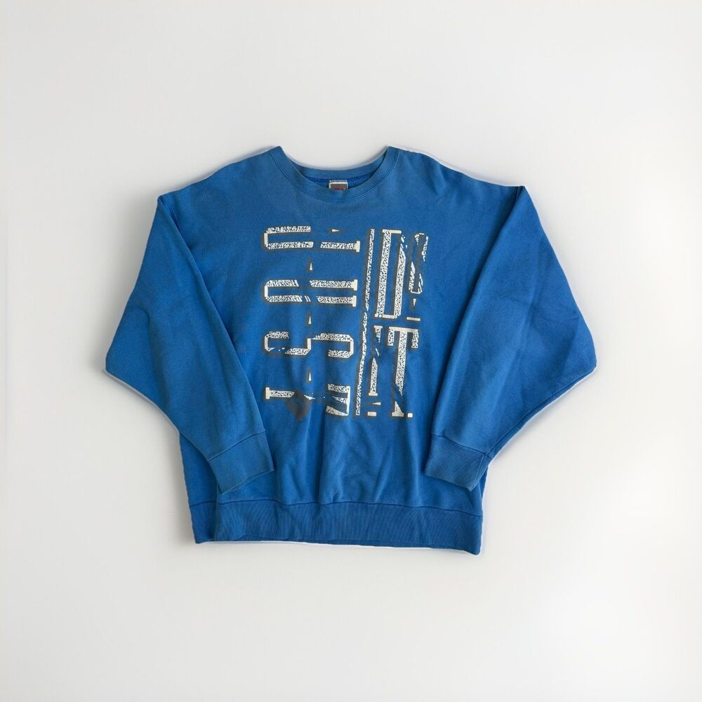 Vintage 80s 90s Nike Just Do It Center Swoosh Sweatshirt Adult Sz XL Blue USA